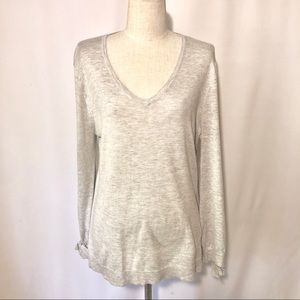 Cupio M grey v neck sweater with sleeve tie detail